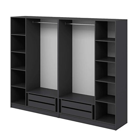 Kale 6 Kapaklı 4Ç Taçlı Dolap Antrasit Mebran Panjur Antrasit 190CM