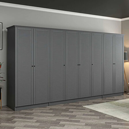 Kale 8 Kapaklı 2Ç Taçlı Dolap Antrasit Mebran Panjur Antrasit 190CM