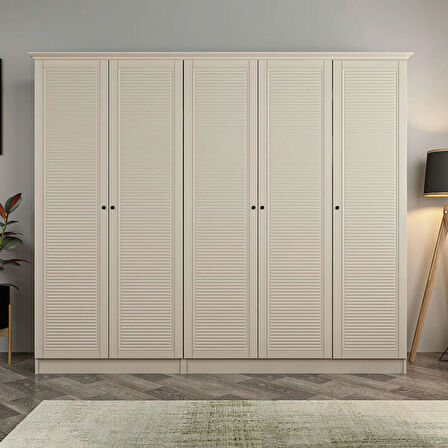 Kale 5 Kapaklı 2Ç Taçlı Dolap Kumtaşı Mebran Panjur Kumtaşı 190CM