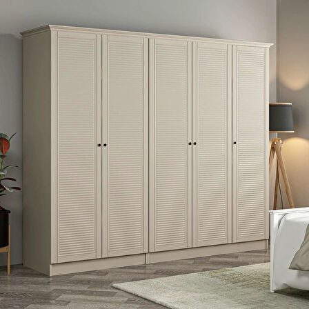 Kale 5 Kapaklı 2Ç Taçlı Dolap Kumtaşı Mebran Panjur Kumtaşı 190CM