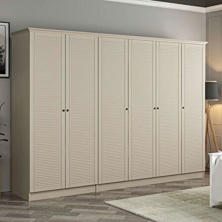 Kale 6 Kapaklı 2Ç Taçlı Dolap Kumtaşı Mebran Panjur Kumtaşı 190CM