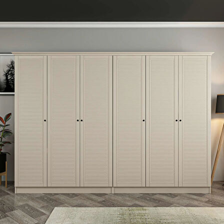 Kale 6 Kapaklı 4Ç Taçlı Dolap Kumtaşı Mebran Panjur Kumtaşı 190CM