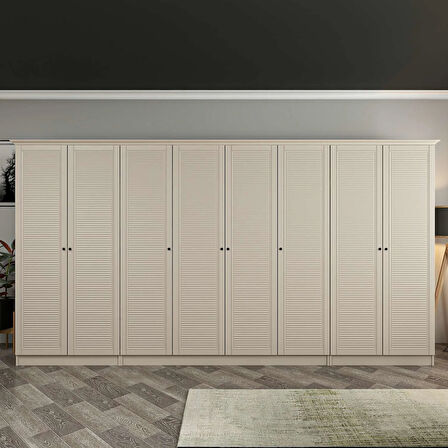 Kale 8 Kapaklı 2Ç Taçlı Dolap Kumtaşı Mebran Panjur Kumtaşı 190CM