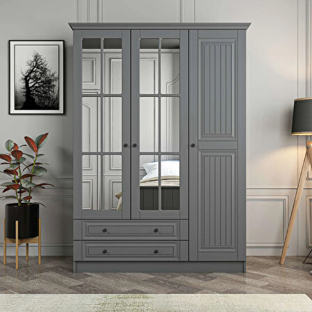 Kale 3 Kapaklı 2Ç Taçlı Dolap Mebran İlkbahar Antrasit 190CM