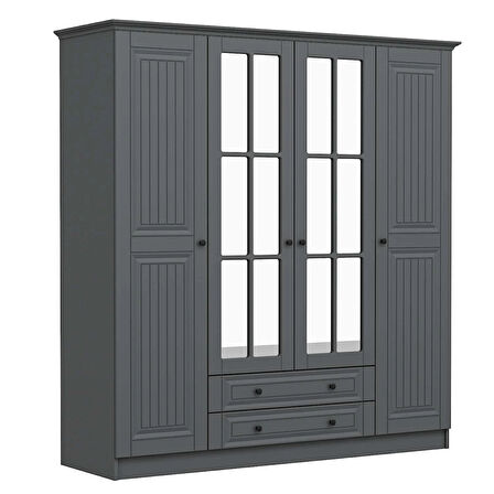 Kale 4 Kapaklı 2Ç Taçlı Dolap Mebran İlkbahar Antrasit 190CM