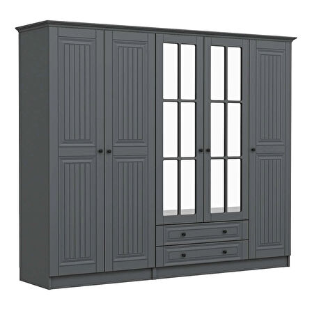 Kale 5 Kapaklı 2Ç Taçlı Dolap Mebran İlkbahar Antrasit 190CM