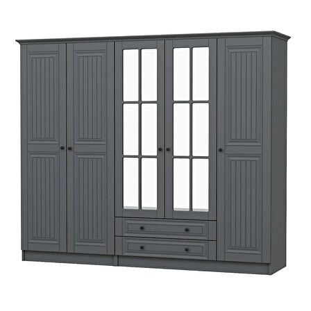 Kale 5 Kapaklı 2Ç Taçlı Dolap Mebran İlkbahar Antrasit 190CM