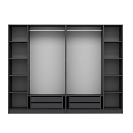Kale 6 Kapaklı 4Ç Taçlı Dolap Mebran İlkbahar Antrasit 190CM