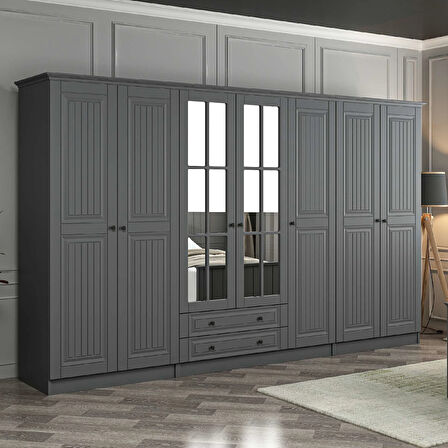 Kale 7 Kapaklı 2Ç Taçlı Dolap Mebran İlkbahar Antrasit 190CM