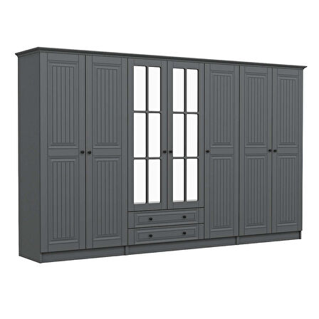 Kale 7 Kapaklı 2Ç Taçlı Dolap Mebran İlkbahar Antrasit 190CM