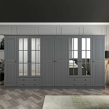 Kale 8 Kapaklı 4Ç Taçlı Dolap Mebran İlkbahar Antrasit 190CM