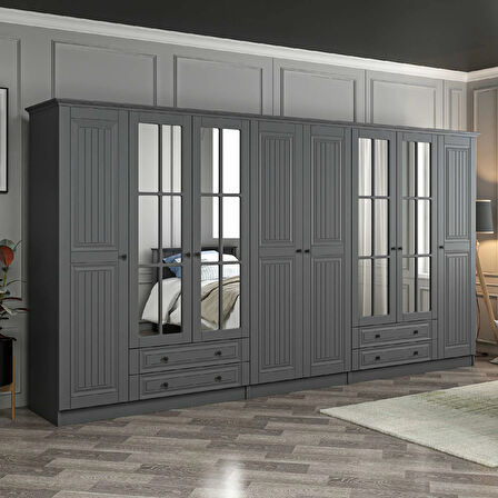 Kale 8 Kapaklı 4Ç Taçlı Dolap Mebran İlkbahar Antrasit 190CM