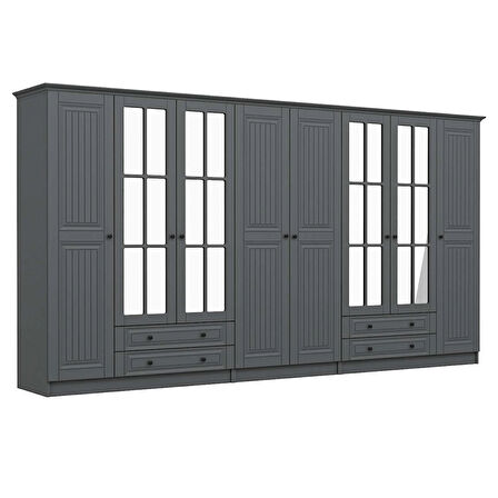 Kale 8 Kapaklı 4Ç Taçlı Dolap Mebran İlkbahar Antrasit 190CM