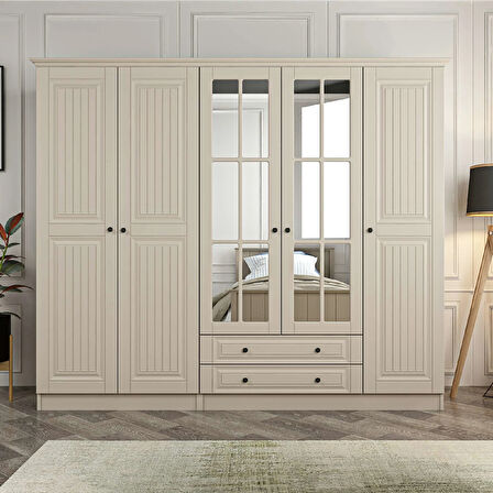 Kale 5 Kapaklı 2Ç Taçlı Dolap Kumtaşı Mebran İlkbahar Kumtaşı 190CM