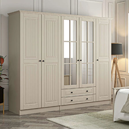 Kale 5 Kapaklı 2Ç Taçlı Dolap Kumtaşı Mebran İlkbahar Kumtaşı 190CM