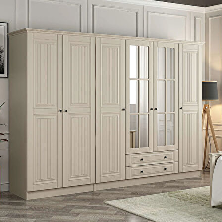 Kale 6 Kapaklı 2Ç Taçlı Dolap Kumtaşı Mebran İlkbahar Kumtaşı 190CM