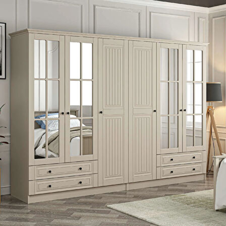 Kale 6 Kapaklı 4Ç Taçlı Dolap Kumtaşı Mebran İlkbahar Kumtaşı 190CM