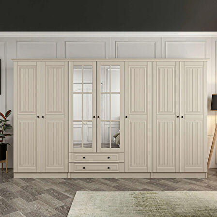 Kale 7 Kapaklı 2Ç Taçlı Dolap Kumtaşı Mebran İlkbahar Kumtaşı 190CM