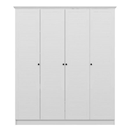 Kale 4 Kapaklı 2Ç Taçlı Dolap Beyaz Mebran Panjur Beyaz 210CM