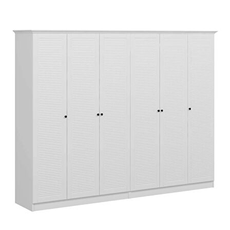 Kale 6 Kapaklı 4Ç Taçlı Dolap Beyaz Mebran Panjur Beyaz 210CM