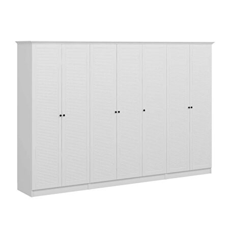 Kale 7 Kapaklı 2Ç Taçlı Dolap Beyaz Mebran Panjur Beyaz 210CM