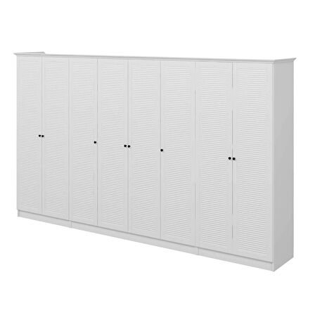 Kale 8 Kapaklı 2Ç Taçlı Dolap Beyaz Mebran Panjur Beyaz 210CM