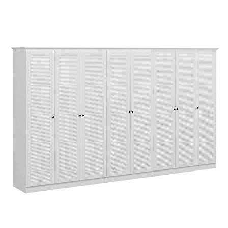 Kale 8 Kapaklı 4Ç Taçlı Dolap Beyaz Mebran Panjur Beyaz 210CM