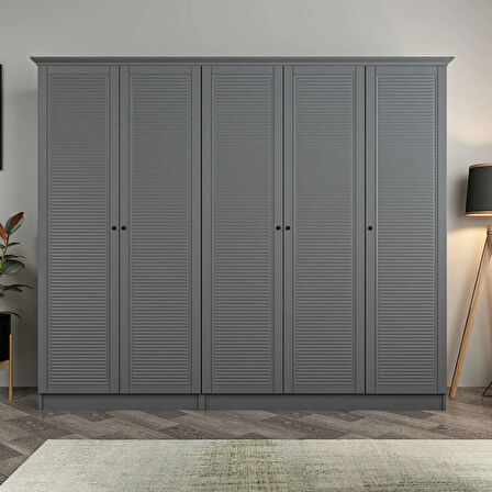 Kale 5 Kapaklı 2Ç Taçlı Dolap Antrasit Mebran Panjur Antrasit 210CM