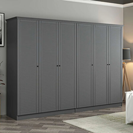 Kale 6 Kapaklı 4Ç Taçlı Dolap Antrasit Mebran Panjur Antrasit 210CM