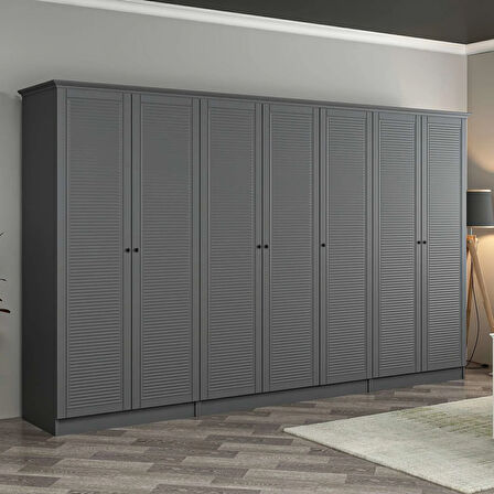 Kale 7 Kapaklı 2Ç Taçlı Dolap Antrasit Mebran Panjur Antrasit 210CM