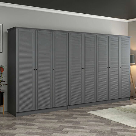 Kale 8 Kapaklı 4Ç Taçlı Dolap Antrasit Mebran Panjur Antrasit 210CM