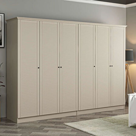 Kale 6 Kapaklı 4Ç Taçlı Dolap Kumtaşı Mebran Panjur Kumtaşı 210CM