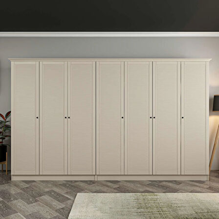 Kale 7 Kapaklı 4Ç Taçlı Dolap Kumtaşı Mebran Panjur Kumtaşı 210CM