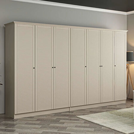 Kale 7 Kapaklı 4Ç Taçlı Dolap Kumtaşı Mebran Panjur Kumtaşı 210CM