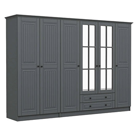 Kale 6 Kapaklı 2Ç Taçlı Dolap Mebran İlkbahar Antrasit 210CM