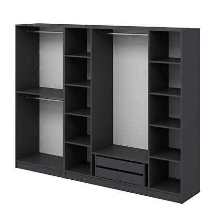 Kale 6 Kapaklı 2Ç Taçlı Dolap Mebran İlkbahar Antrasit 210CM