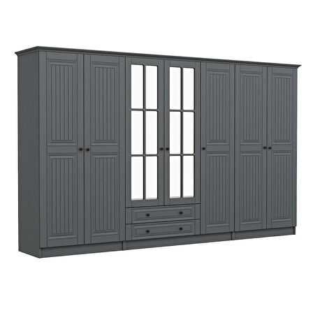 Kale 7 Kapaklı 2Ç Taçlı Dolap Mebran İlkbahar Antrasit 210CM