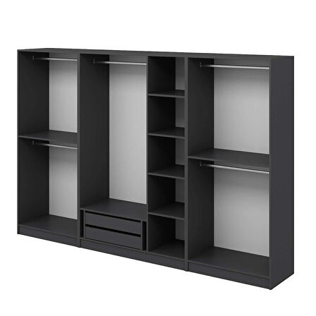 Kale 7 Kapaklı 2Ç Taçlı Dolap Mebran İlkbahar Antrasit 210CM