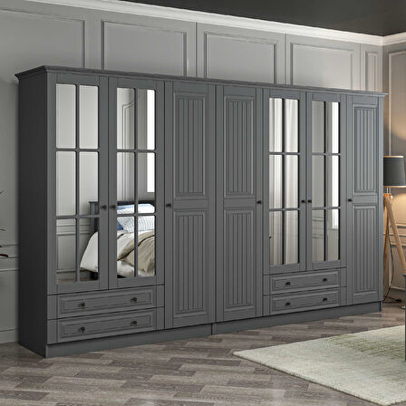 Kale 7 Kapaklı 4Ç Taçlı Dolap Mebran İlkbahar Antrasit 210CM