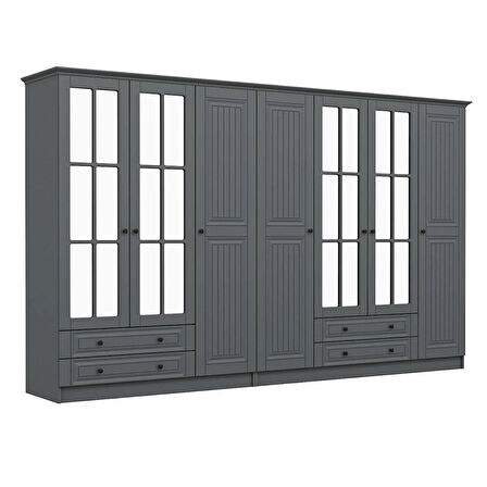 Kale 7 Kapaklı 4Ç Taçlı Dolap Mebran İlkbahar Antrasit 210CM