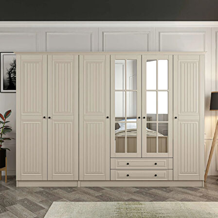 Kale 6 Kapaklı 2Ç Taçlı Dolap Kumtaşı Mebran İlkbahar Kumtaşı 210CM