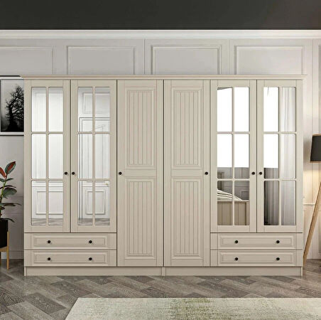 Kale 6 Kapaklı 4Ç Taçlı Dolap Kumtaşı Mebran İlkbahar Kumtaşı 210CM