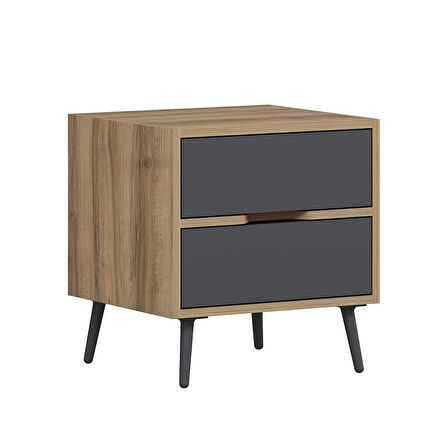 Elina Ayaklı 2 Çekmeceli Komodin - Dore/Antrasit