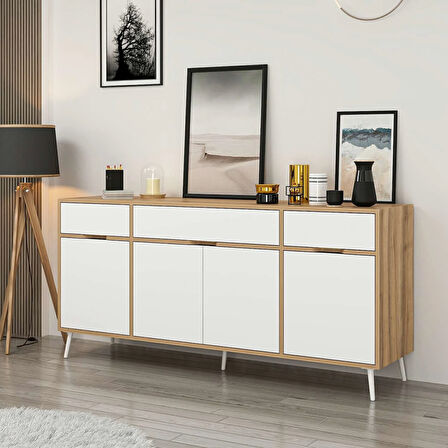 Elina Ayaklı Konsol - Dore/Beyaz