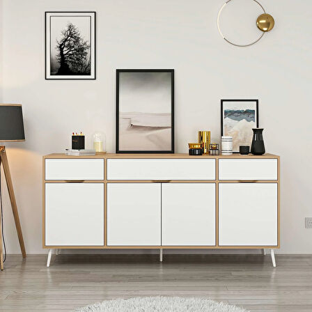 Elina Ayaklı Konsol - Dore/Beyaz