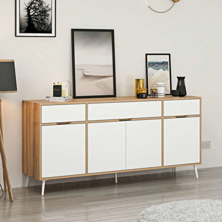 Elina Ayaklı Konsol - Dore/Beyaz