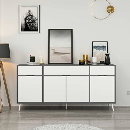 Elina Ayaklı Konsol - Antrasit/Beyaz