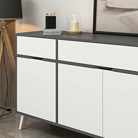 Elina Ayaklı Konsol - Antrasit/Beyaz