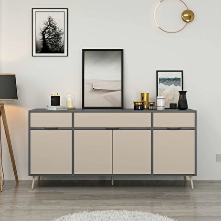 Elina Ayaklı Konsol - Antrasit/Kumtaşı