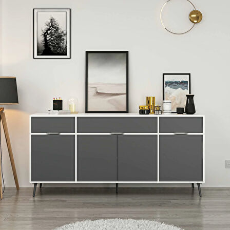 Elina Ayaklı Konsol - Beyaz/Antrasit